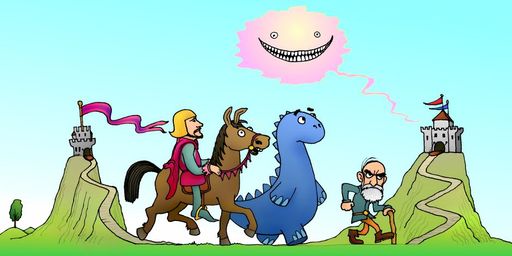 Cover der Hörgeschichte De Geischt Grinsemuul und de Dino (Ritter 2.Teil)